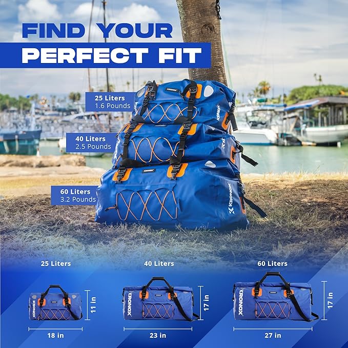KRONOX Waterproof Duffel Bag - Large Heavy-Duty Drybag for Boating, Camping and Travel