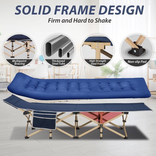 Candockway Folding Camping Cot with Comfy Mattress(Blue),600LBS(Max Load),Portable Cot Bed for Adults Include Carry Bags,28" Wider Sleeping Cots for Home,Office Nap,Outdoor Travel Camp Beach