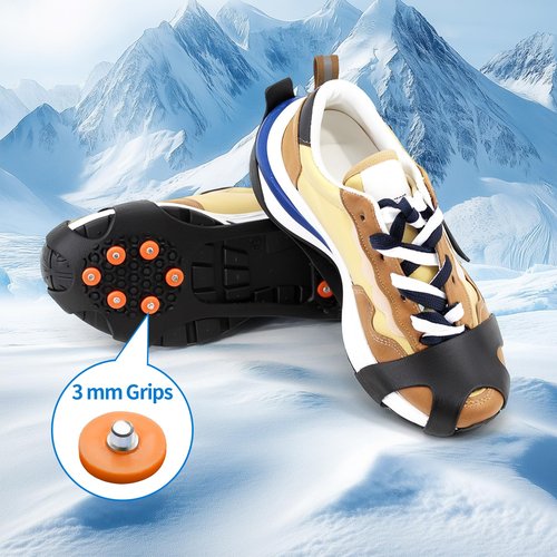 UNITACKLE Anti Slip Ice Cleats, Ice Snow Traction Cleats for Walking on Snow and Ice, 10 Steel Studs Crampons, Ice Snow Grips with Extra 20 Replacement Studs for Shoes and Boots