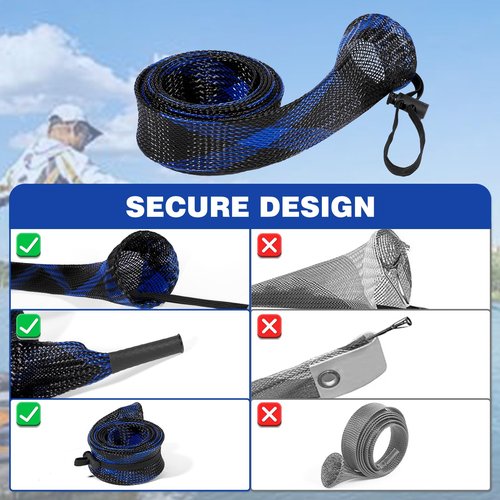 KPEPIX 10PCS Fishing Rod Sleeve with Lanyard-Fishing Pole Sleeve Fishing Rod Cover for Spinning Rod, Baitcasting Rod, Casting Rod, Sea Fishing Rod, Fly Rod and Sea Fishing Rod-Fishing Rod Sock Sleeve