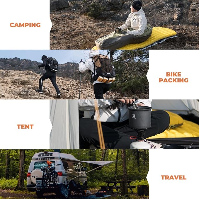 Insulated Inflatable Sleeping Pad 17oz, 5.1R-Value Ultralight Sleeping Pad, Lightweight Sleeping Mat for Camping, Hiking, Backpacking, Camp Mattress Pad