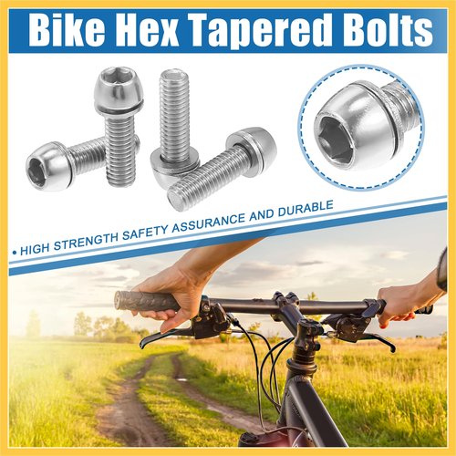 REPAIROCK 6 Pcs Bicycle Stem Screws for MTB Bike Bicycle Stem Durable M6x20mm Socket Head Cap Bolts Screws Nuts Steel Silver Tone Auto Replacement Parts