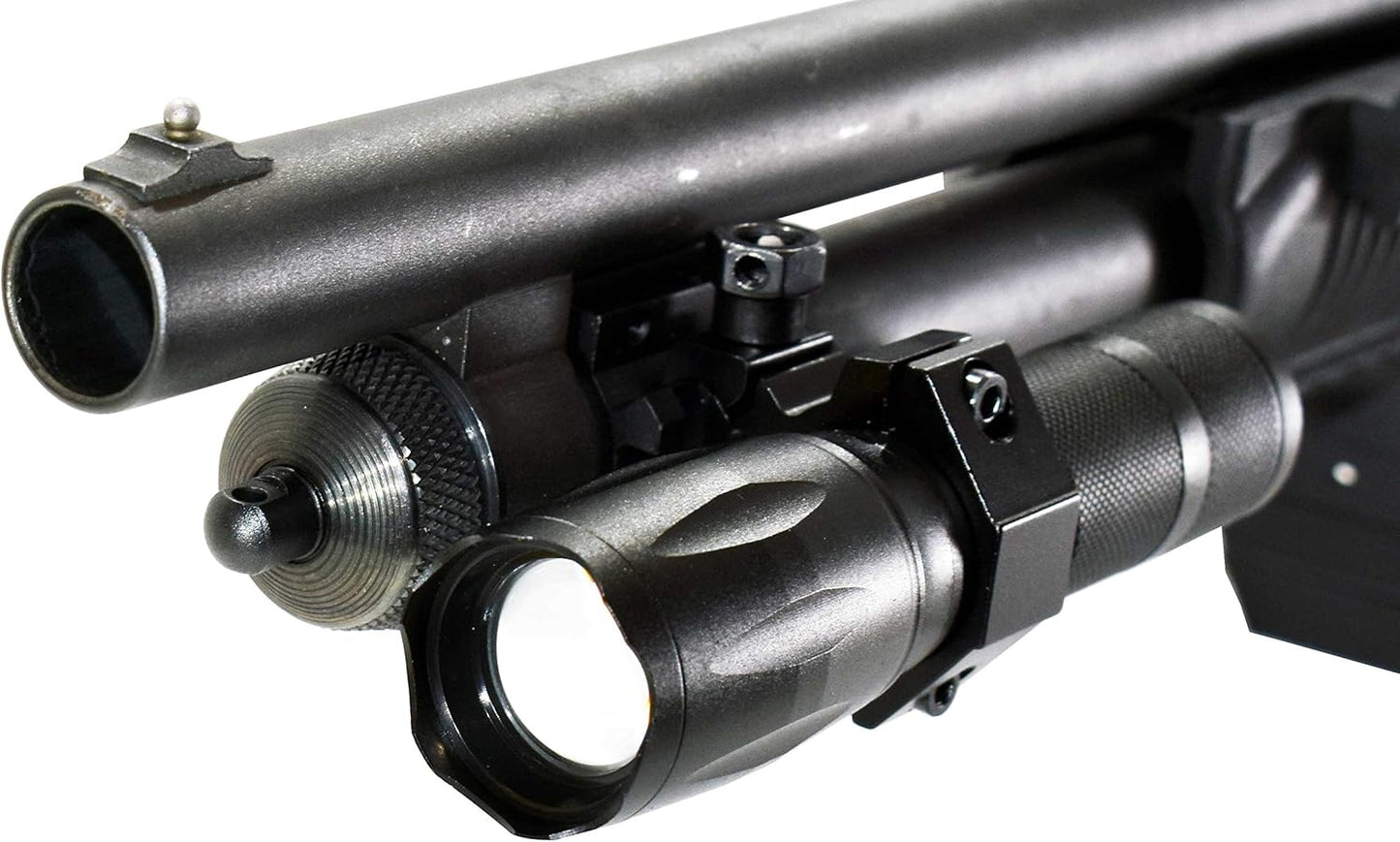 Trinity 1000 Lumen led Flashlight for mossberg 500 Pump Home Defense Tactical Hunting Optics Aluminum Black Picatinny Weaver Mounted Adapter Single Rail Mount.