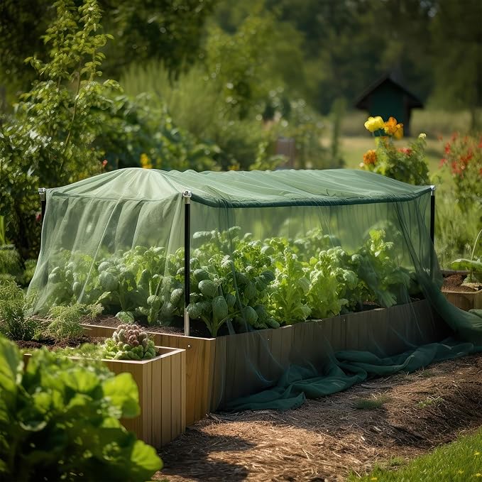 Green DIY Mosquito Net Fabric | 10x50 FT Netting | Insect Cover for Garden, Patio, Outdoor & Windows | Multiple Sizes in Black, White & Green | Raised Bed Screen Mesh Barrier