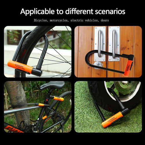 Heavy Duty Bike U Lock German Brand Anti-Theft 4ft/1.2m Cable, Bicycle Sturdy Mounting Bracket with Protective Silicone and Waterproof Sliding Cover for Mountain Bikes, Ebikes, Scooters (Long Lock)