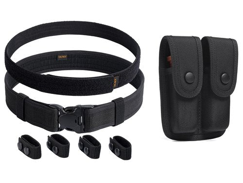 TACNEX Duty Belt w/Hook Lining 2" Police Duty Belts XL(39"-42") + Double Magazine Pouch for Duty Belt Pistol Mag MOLLE Holster