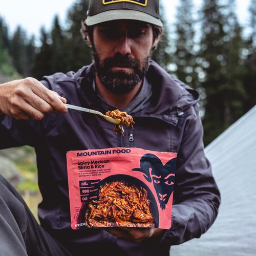 BIGHORN Mountain Food Spicy Mexican Birria and Rice - contains 4 packs | 8 servings | 140g Protein | 1,960 Calories - premium freeze dried meals for backpacking food - dehydrated camping food for backpacking meal - just add water - great taste