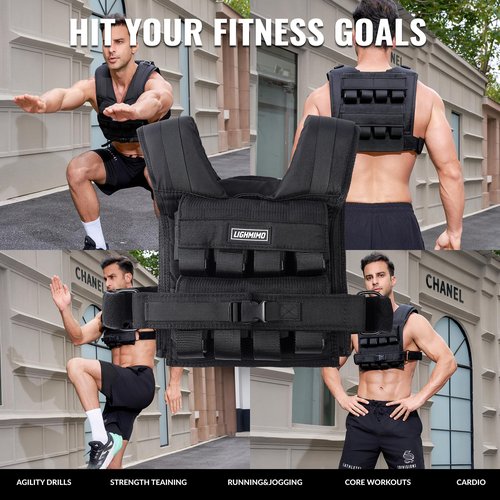 Men's Weighted Vests for Men Women, Slim Design 18lb 28lb 35lb Weighted Workout Vests With Adjustable Iron Weights, Heavy Duty Weighted Vest for Women Running Functional Fraining Machine washable (28, LB)