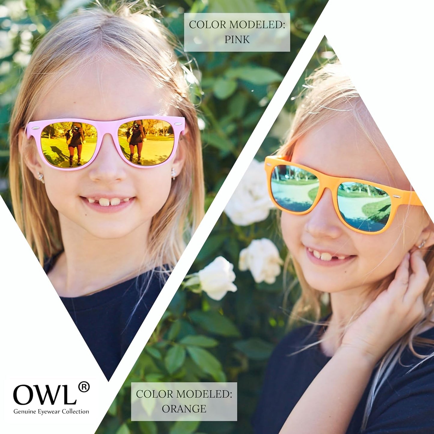 OWL Kids Sunglasses, UV Protected Kids Polarized Sunglasses, Anti-Glare Reflective Mirror Lens Toddler Sunglasses for Kids
