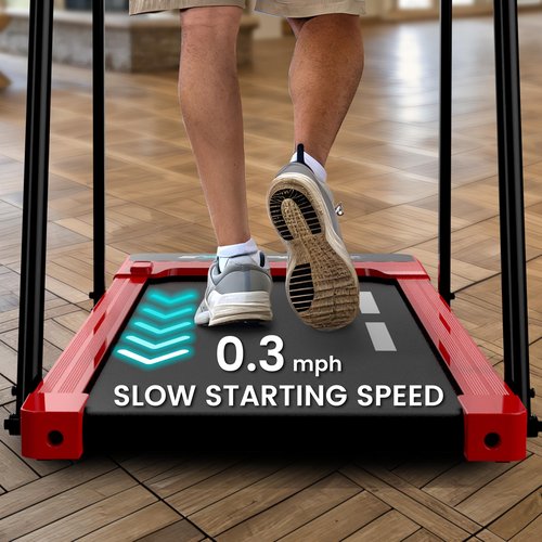Senior Fitness Treadmill, 400 lb Capacity, Safe Design with Full-Length Rails, Low Step-Up Height, 0.3–4 MPH Motorized Walking Treadmill for Elderly, Recovery & Home Exercise