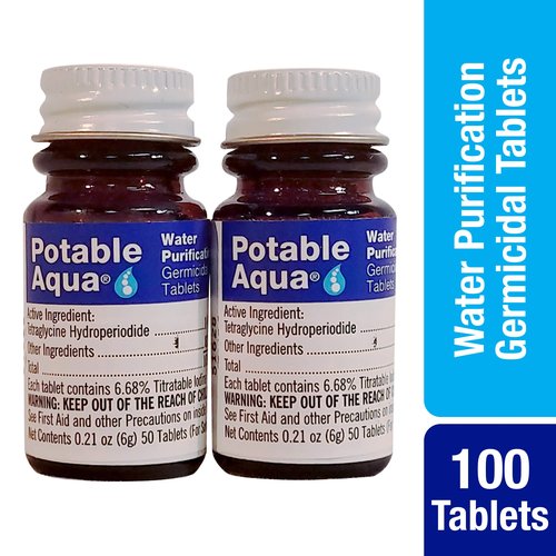Gas One GS-3400P Dual Fuel Camping Stove and Potable Aqua Water Purification Tablets 50ct 2 Pack Emergency Preparedness Kit