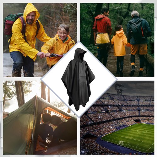 Roctee Rain Ponchos For Adults Women And Men, Waterproof Rain Coat Jacket With Hood, Pocket And Reflective Strip, Reusable Raincoat Unisex For Emergency Outdoor Camping Biking Hiking Climbing
