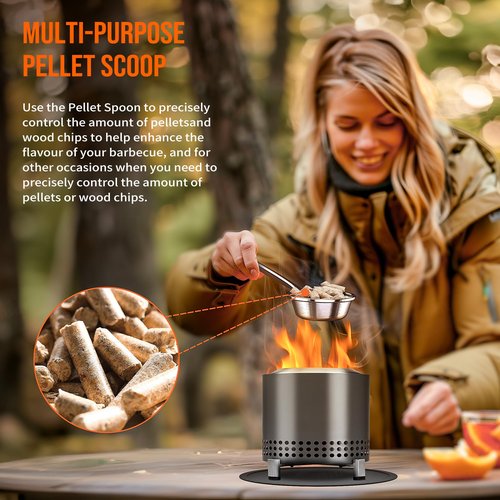 Gibot Marshmallow Roasting Sticks for Fire Pit, 5 Dishwasher Safe Stainless Steel Extendable Smores Sticks with Rests Pellet Scoop Grill mat, Camping Essentials，Stove Accessory Pack
