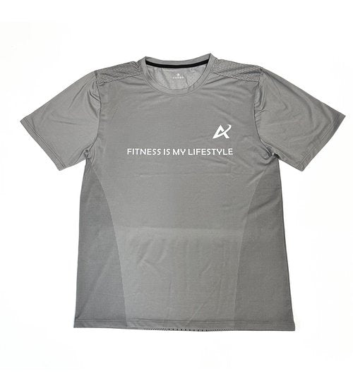 A AFMAC Mens Athletic TOP Activewear Tshirt Polyester Spandex Grey M to L [67-69 CM] (B, Polyester Blend)