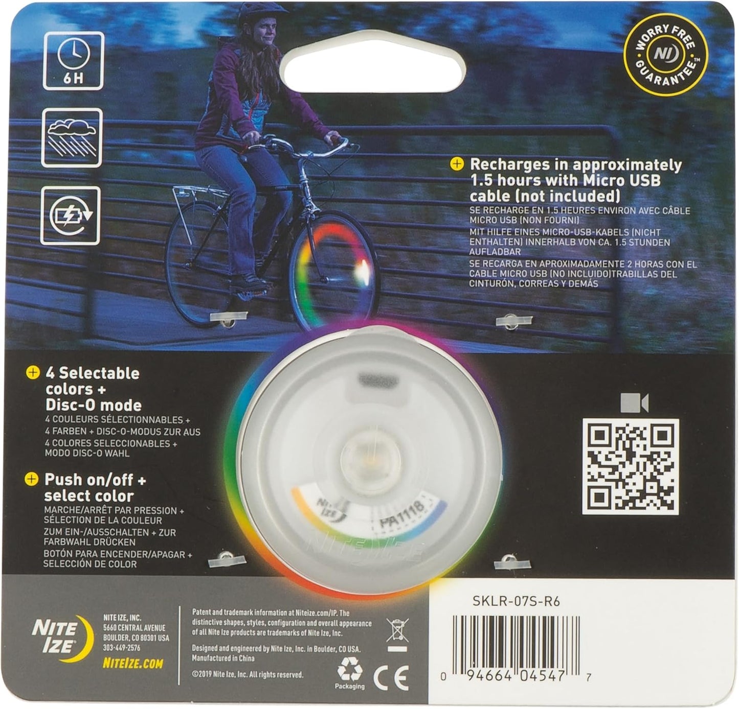 Nite Ize SpokeLit Wheel Light - Bicycle Spoke Light for Visibility and Safety - LED Lights for Bike Wheels - Bicycle Wheel Light - Rechargeable Battery - Disc-O Select