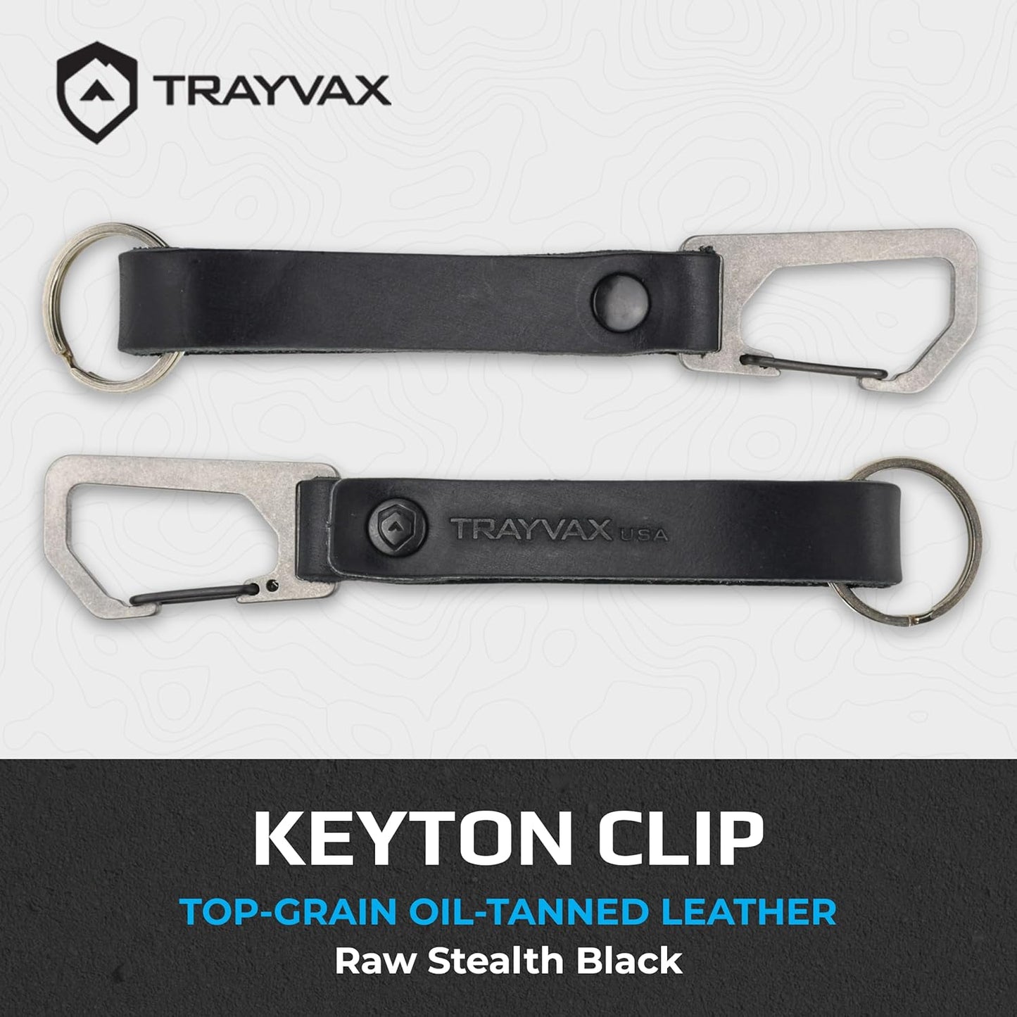 Trayvax Keyton Leather Keychain, Quick Release Carabiner Clip Key Chain for Men and Women, Stainless Steel