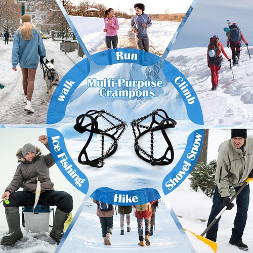 UNITACKLE Ice Cleats, Crampons Ice Snow Grips for Shoes and Boots, Ice Snow Traction Cleats for Walking on Snow and Ice