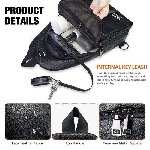 Fmeida Sling Bag for Women, Anti-Theft Crossbody Bag for Women, Sling Backpack Casual Daypack with Convertible Strap - Black
