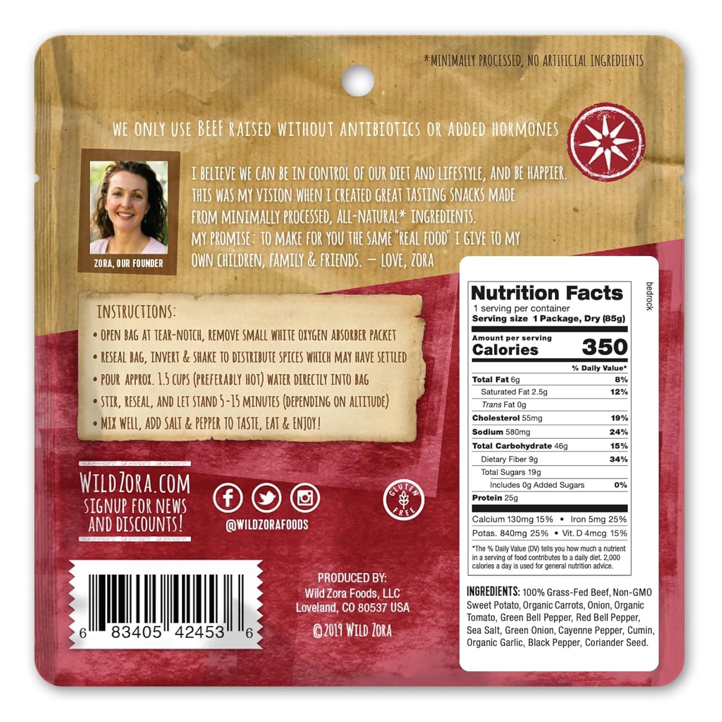 Wild Zora Paleo Freeze Dried Meals for Backpacking & Camping - Healthy Gluten Free & Grain Free Camping Meals/Backpacking Food + No Added Sugar - Great for Travel (AIP 4-pack)