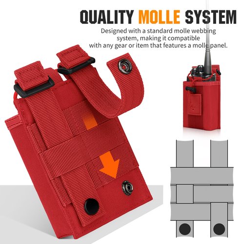 IronSeals Tactical Molle Adjustable Interphone Storage Bag Outdoor Sports Radio Pouch for Two Ways Walkie-Talkie (Red)