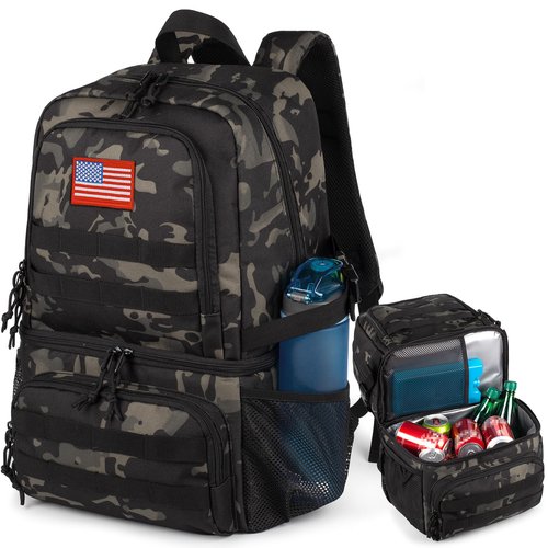 Tactical Double Deck Cooler Backpack for Men,Large Lunch Backpack with 2 Compartment,Soft Cooler Bag Water-Resistant Leak Proof Cooler Bag Beach Picnic