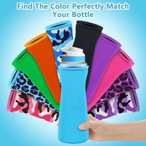 Protective Sleeve Compatible with 22 oz Cirkul Water Bottle, Fit for 22 oz Plastic & Stainless Steel Bottles, Anti-slip Cover Made for Cirkul Accessories, Sweat Absorbing Material, Purple Camo
