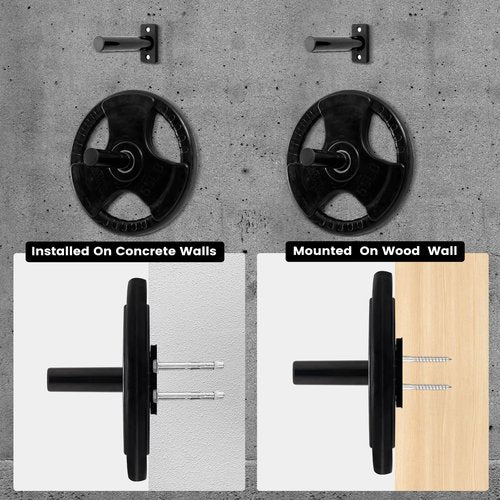Wall Mounted Weight Plate Rack Storage, Steel Wall Mounted Weight Plate Holder Fits 2" Plates for Home Gyms, Garages, and Power Racks (Black-2pis)