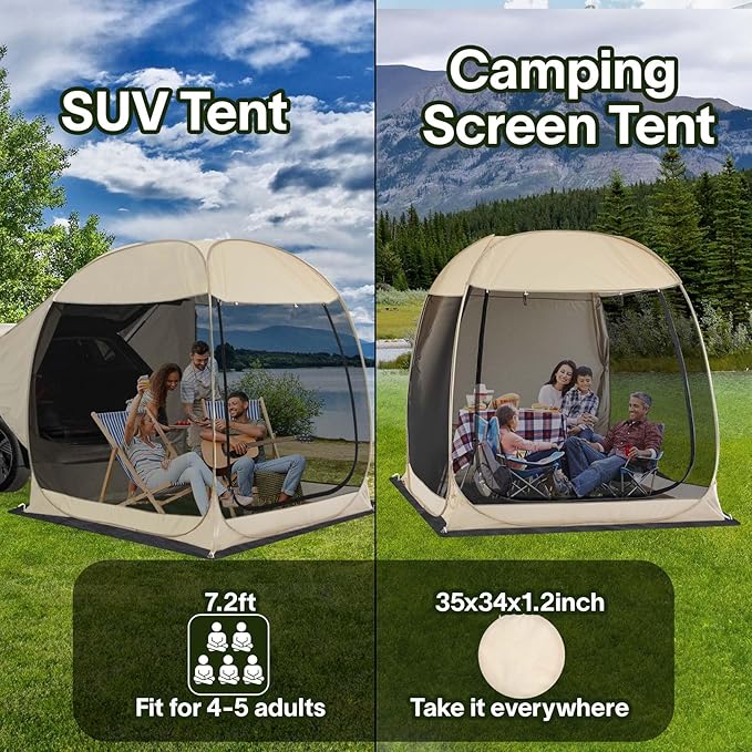 Alvantor Screen House Gazebo, 6-10-15 Person Pop Up Igloo Screened Canopy Tent with Mosquito Netting Sides, Instant UV Resistant Sun Shelter for Garden, Patio, Backyard
