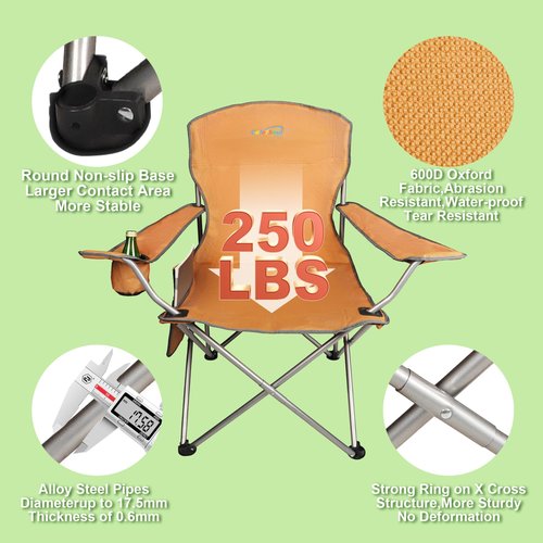 Colorsoul Folding Camping Chair 2 Pack for Adults,Large Folding Lawn Chairs Set of 2 with Table,Outdoor Camping Chairs Set for Lawn,Picnic