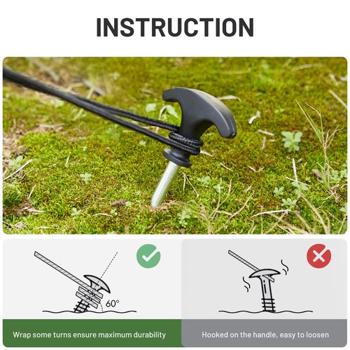 TIMBER RIDGE 10 Pack Tent Stakes, Heavy Duty 8 Inch Ground Stakes, Non-Rust Stainless Steel with Threaded & Ergonomic Handles, Camping Pegs for Camping, Canopies, Grassland, Garden, Patio, Hiking