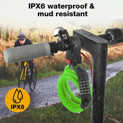 E Scooter Lock，Bike Lock 5-Digit Combination Lock 4 Feet Bike Locks Cable Heavy Duty Anti Theft Cable Locks with Mounting Bracket for Xiaomi M365/Max/GXL/Ninebot/Segway Scooter/Moto/Bicycle