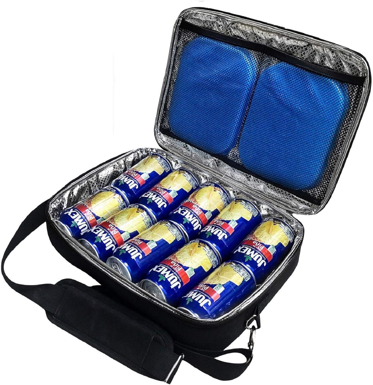 Red Suricata Insulated Slim Cooler – Ultra Thin, Flat Mini Small Cooler Lunch Bag Fits 10 Drink Cans - 2 Slim Reusable Ice Packs Included - Small Iceless Golf Cart Bag for Beer (Black)
