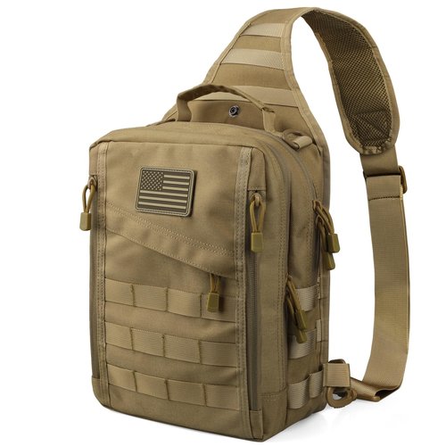 LIVANS Tactical Sling Bag for Men Women, Concealed Carry Crossbody Bags with Holster, CCW Bag for Everyday Carry, Molle EDC Shoulder Bags for Hiking Camping Outdoor