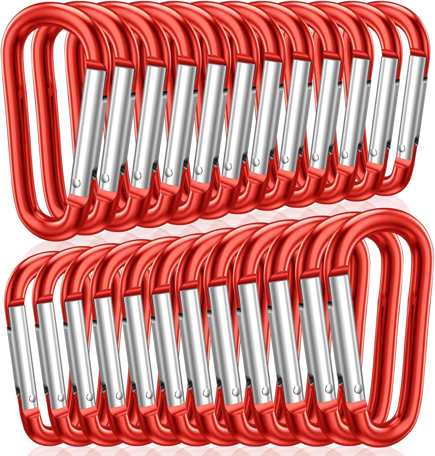 STURME 2" Aluminum D Ring Carabiners Clip D Shape Spring Loaded Gate Small Keychain Carabiner Clip Set Outdoor Camping Mini Lock Snap Hooks Spring Link Key Chain Durable Improved 24 PCS
