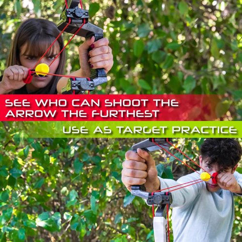 Hog Wild Bow and Arrow Set With 4 Quick Switch Bungees with 2 Power Levels + 3 Foam Arrows - Shoots Arrows Over 250 Feet - Indoor/Outdoor Archery Toy Gift for Kids Age 14+ - Left & Right Hand Friendly