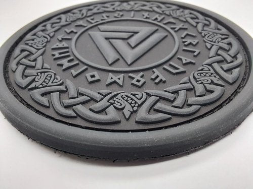 ATHIPATCHES Military Morale Patch - Black Viking Odin Valknut Symbol Celtic Art PVC Rubber Tactical Emblem with Hook and Loop Fastener Backing, PMP001