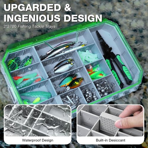 Ghosthorn Fishing Backpack 2 * 3700 Tackle Boxes 40L Waterproof Tackle Backpack with Rod Holders Large Outdoor Storage Tackle Bag for Fishing Men Women