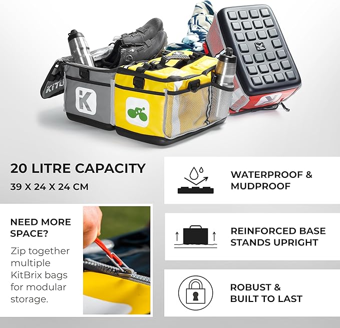 KITBRIX Large Gym Bag - Waterproof Sports, Travel & Outdoor Duffle Bag - Kit & Equipment Bags for Football, Soccer, Swimming, Cycling, Running, Triathlon, Baseball, Hockey - Gray