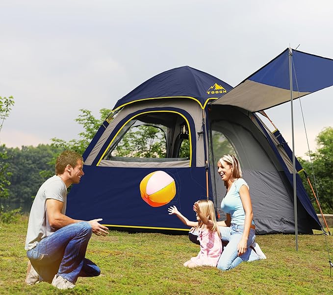 Camping Tent with Instant Setup, 2/3 Person Weatherproof Tent Easy Quick Set Up in 60 Seconds with Rainfly Backpack Tent for Family Camping & Hiking, Upgraded Ventilation,Center Height 66-inch