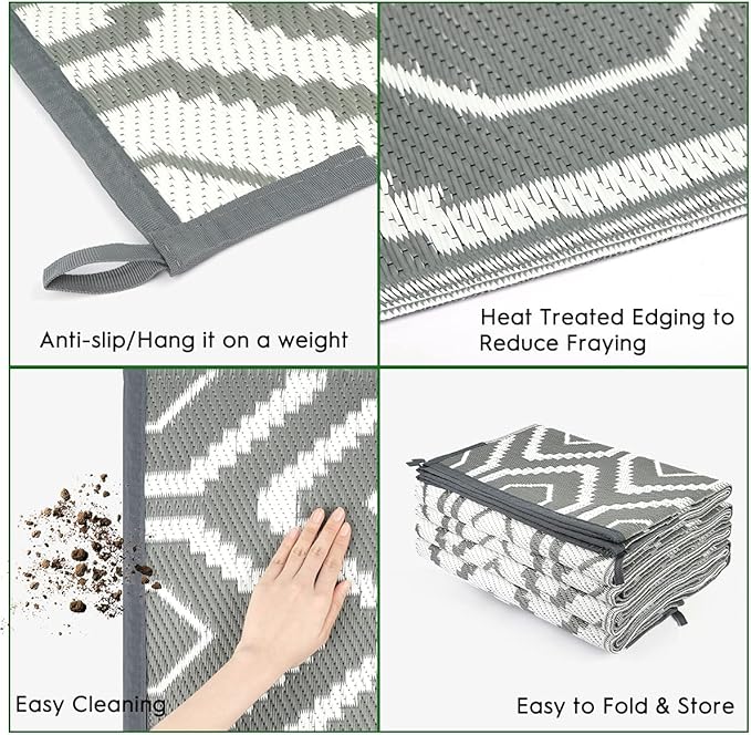 Camping Rugs, Clearance Plastic Straw Rug Weatherproof Reversible, Large Floor Mat for Outdoors, RV, Patio, Backyard, Deck, Picnic, Beach, Trailer, Camping