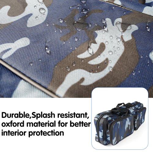 mouhike 17-inch Fishing Tackle Carrier Bag with 2 Front Storage Pockets for Telescopic Rod, Travel Large Capacity Carry Handbag for Collapsible Fishing Tool Accessory