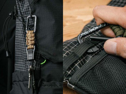 bitplay Paracord Quick-Release Carabiner - Base550/ For outdoor adventures/Camping, hiking, and gym activities/For use with hammocks, keychains, and other utility items (Dark Black)