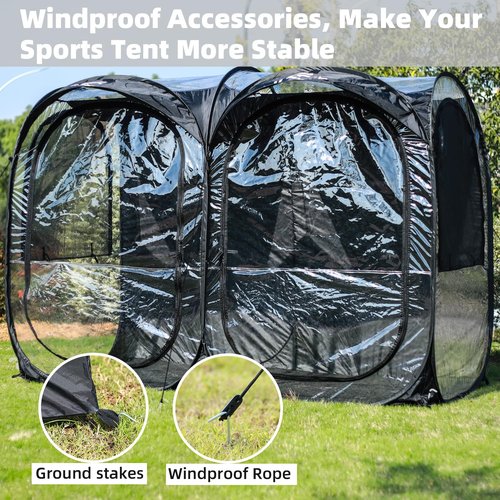 Sportneer Sports Tent, 2-4 Person Instant Pop Up Sports Tents - 92" x 46" x 63.5" Transparent Sport Shelter for Fishing, Camping, Sports Event - Easy Set Up & Tear Down