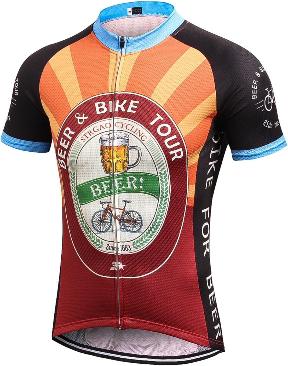 Strgao Men's Cycling Jersey Bike Short Sleeve Shirt