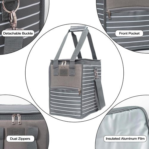 Fun Elements Insulated Cooler Bag, 18 Can Collapsible Leakproof Bag with Handle and Strap, Camping & Travel Cooler for Party, Beach, Picnic