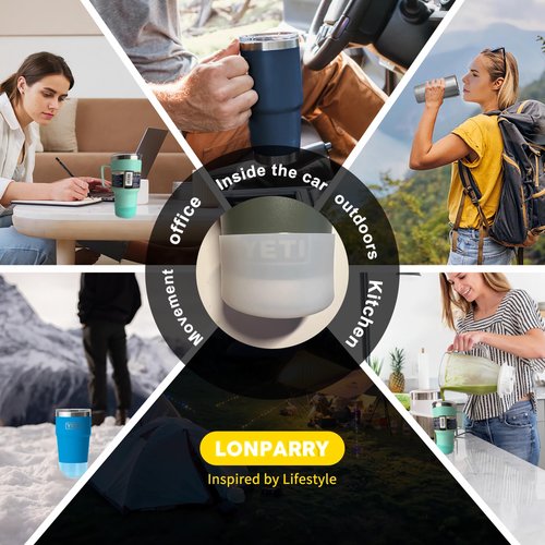 LONPARRY 2-Pack Silicone Boot for YETI Rambler Tumbler with Handle and Straw Lid 25 35 42 oz Bottom Sleeve for YETI Rambler 20 34 oz Stackable Tumbler Glossy Aqua