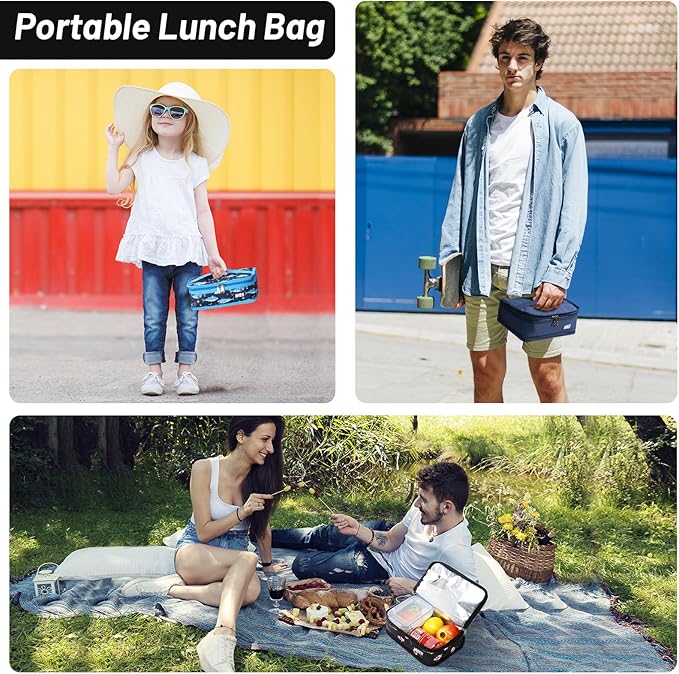 MIER Portable Thermal Insulated Cooler Bag Mini Lunch Bag for Women Teen Girls Kids, Black Floral