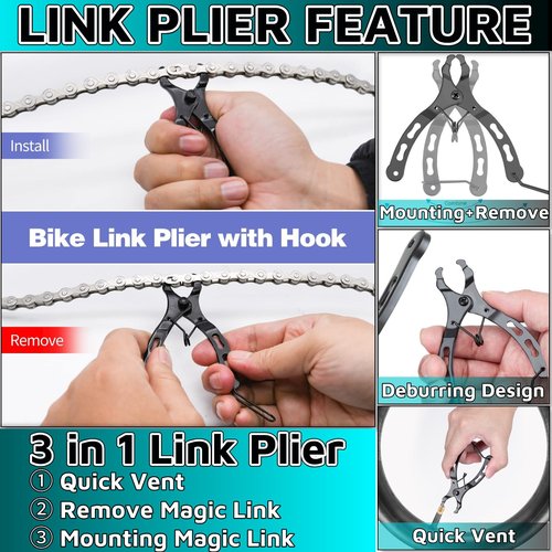 Bike Chain Tool 3 Pcs, Bicycle Link Plier + Chain Drift Tool + Chain Hook Bike Chain Breaker Tool Bike Repair Kit Bicycle Chain Tool Bicycle Repair Kit Bike Tool Kit Set Chain Breaker Tool Kit