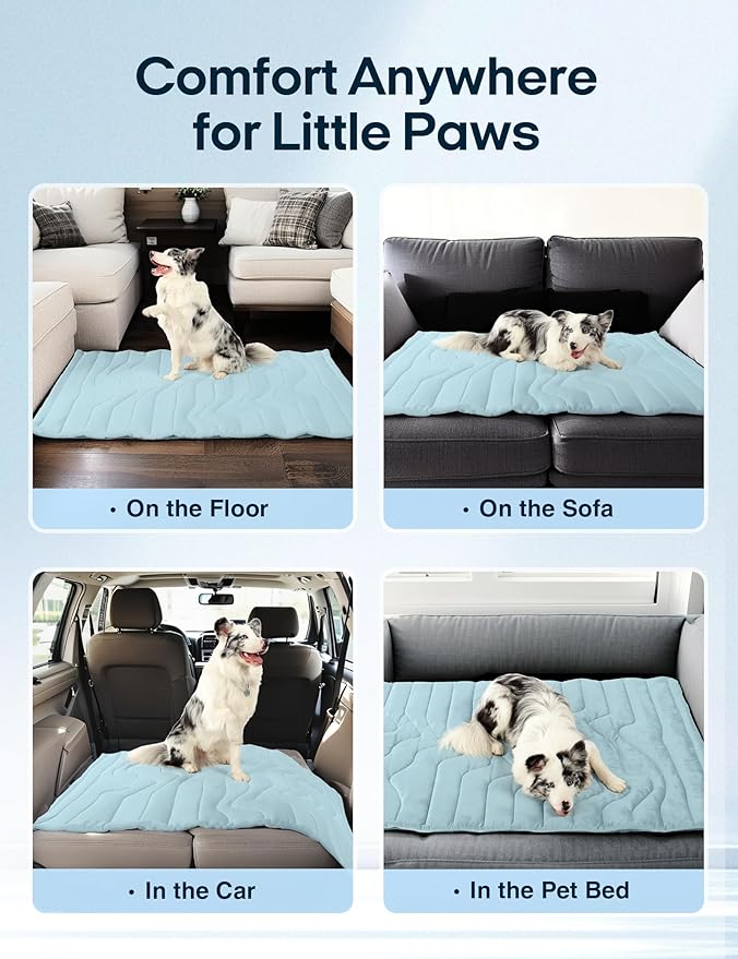 ZonLi Dog Cooling Mat, 36" x 23" Medium, Reversible Cooling Pad for Dogs & Cats (Cool & Warm), Durable & Machine Washable, Pet Mat for Crate, Kennel, Bed, Sofa, Polar Blue