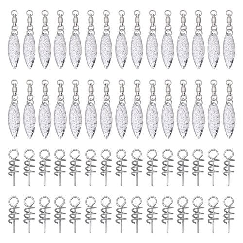 CHGCRAFT 30PCS Spinner Blades with Ball Bearing and 30PCS Fishing Spring Pins Willow Fishing Blades Lure with Swivels Tail Spinner Lure Fish Attractor for Lures Making Supplies